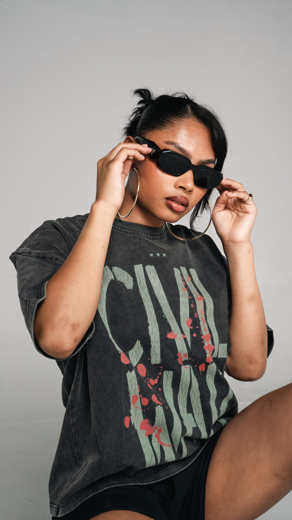 GSTVRN Acid Wash Black Civil War T-shirt