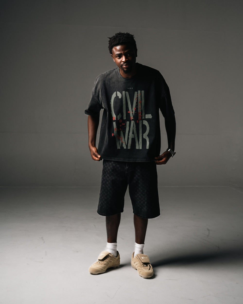GSTVRN Acid Wash Black Civil War T-shirt