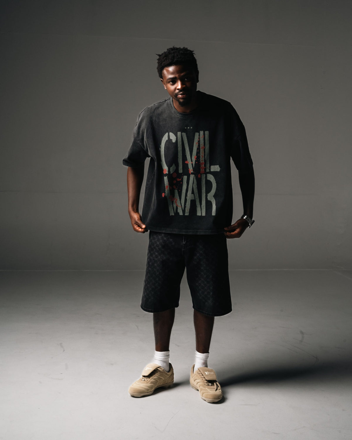 GSTVRN Acid Wash Black Civil War T-shirt