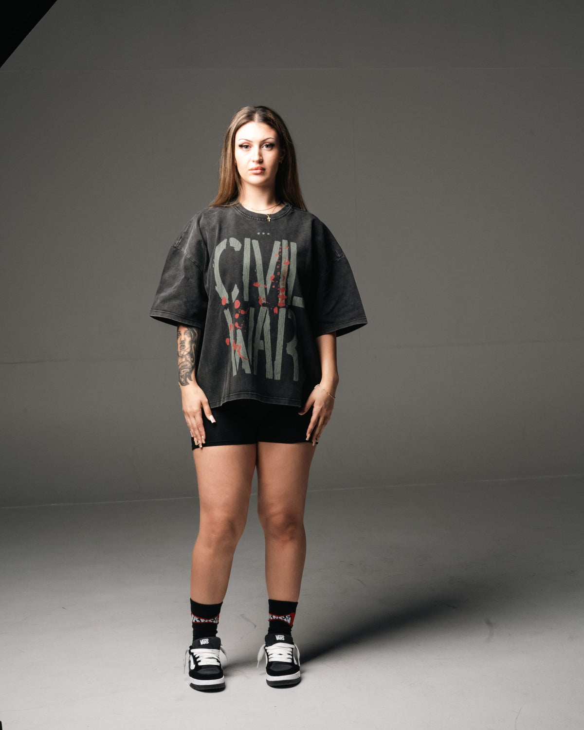 GSTVRN Acid Wash Black Civil War T-shirt