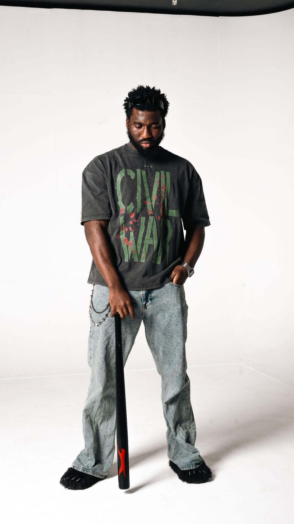GSTVRN Acid Wash Black Civil War T-shirt